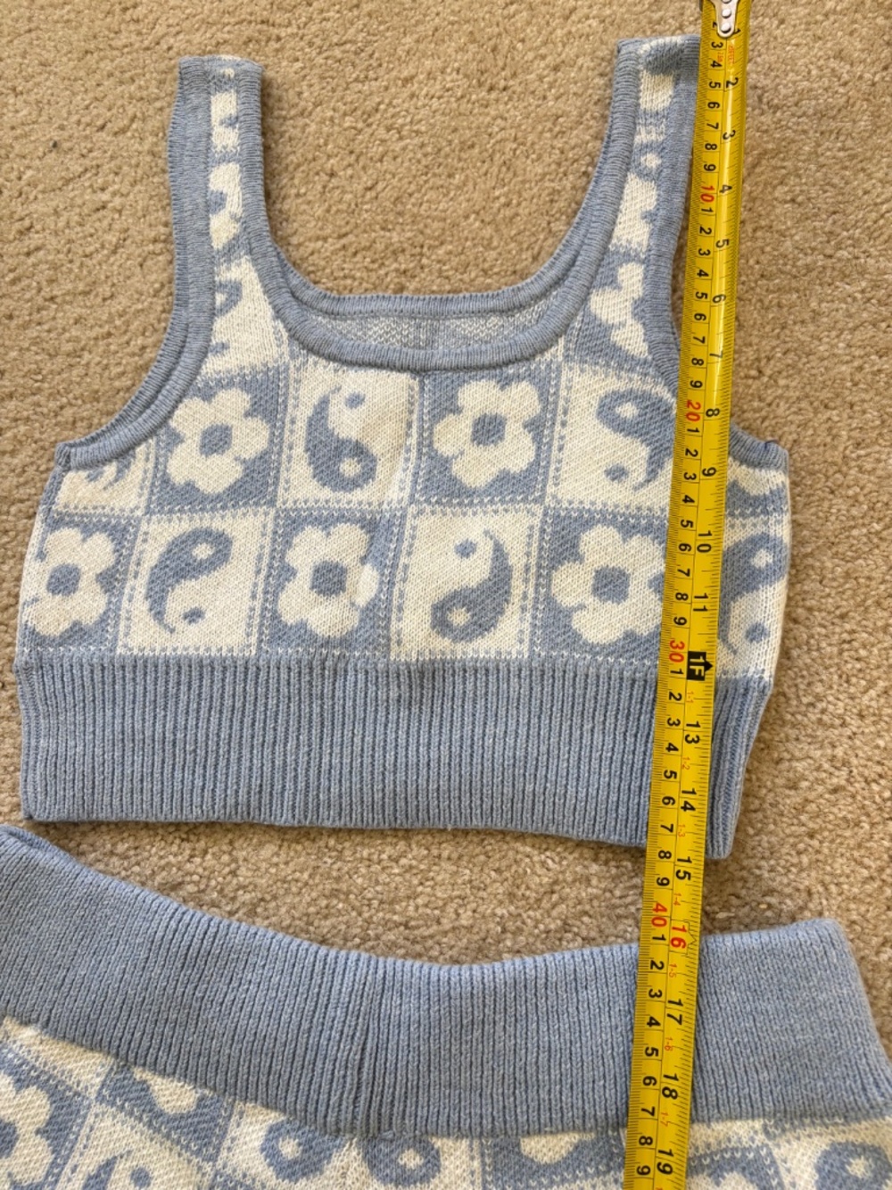 American Eagle Knit Tank Top and Short Sets Blue /white Sz M - Picture 2 of 16